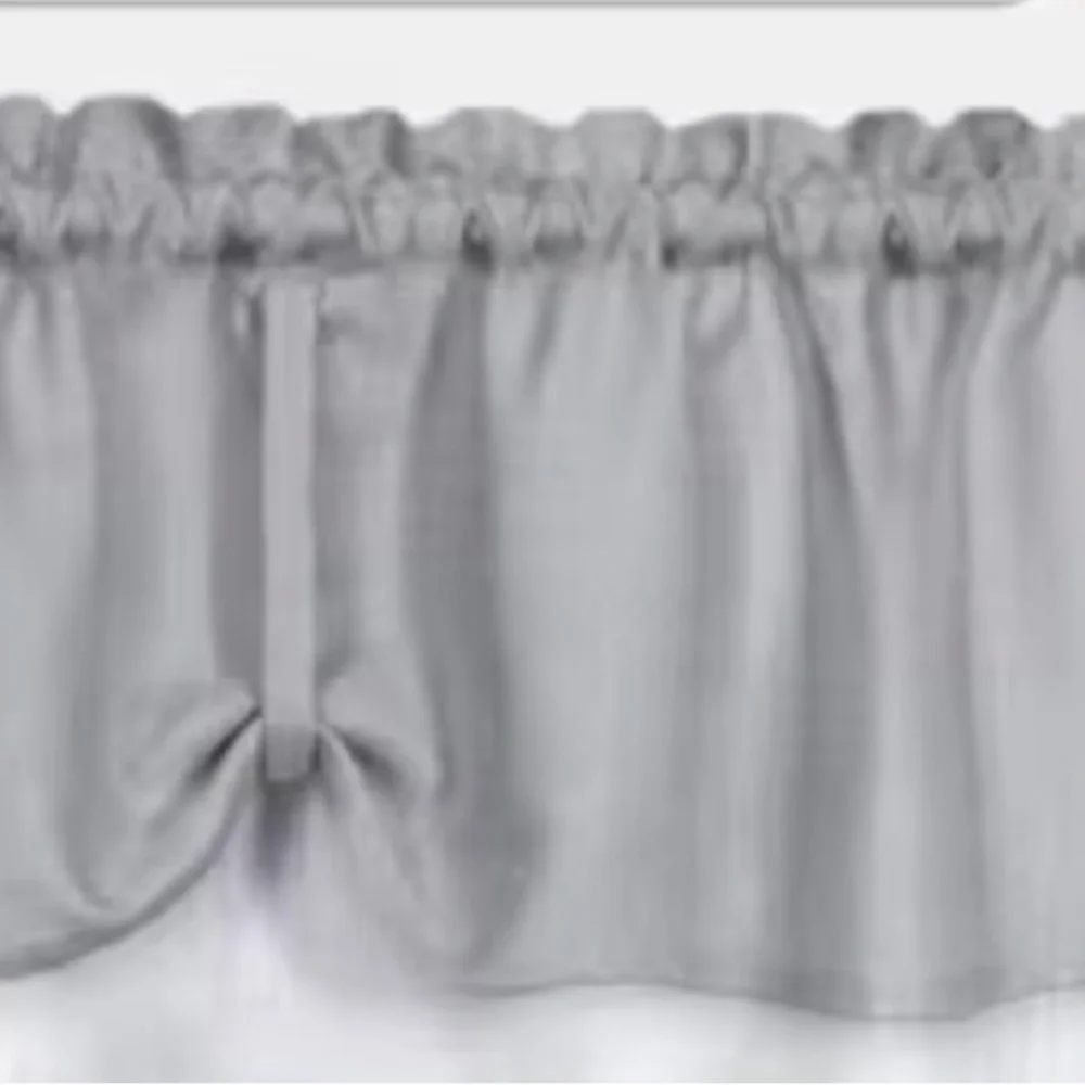 DARCY Double Layered Pick Up Valance / 58” x 14” Silver/Grey White NEW NIP